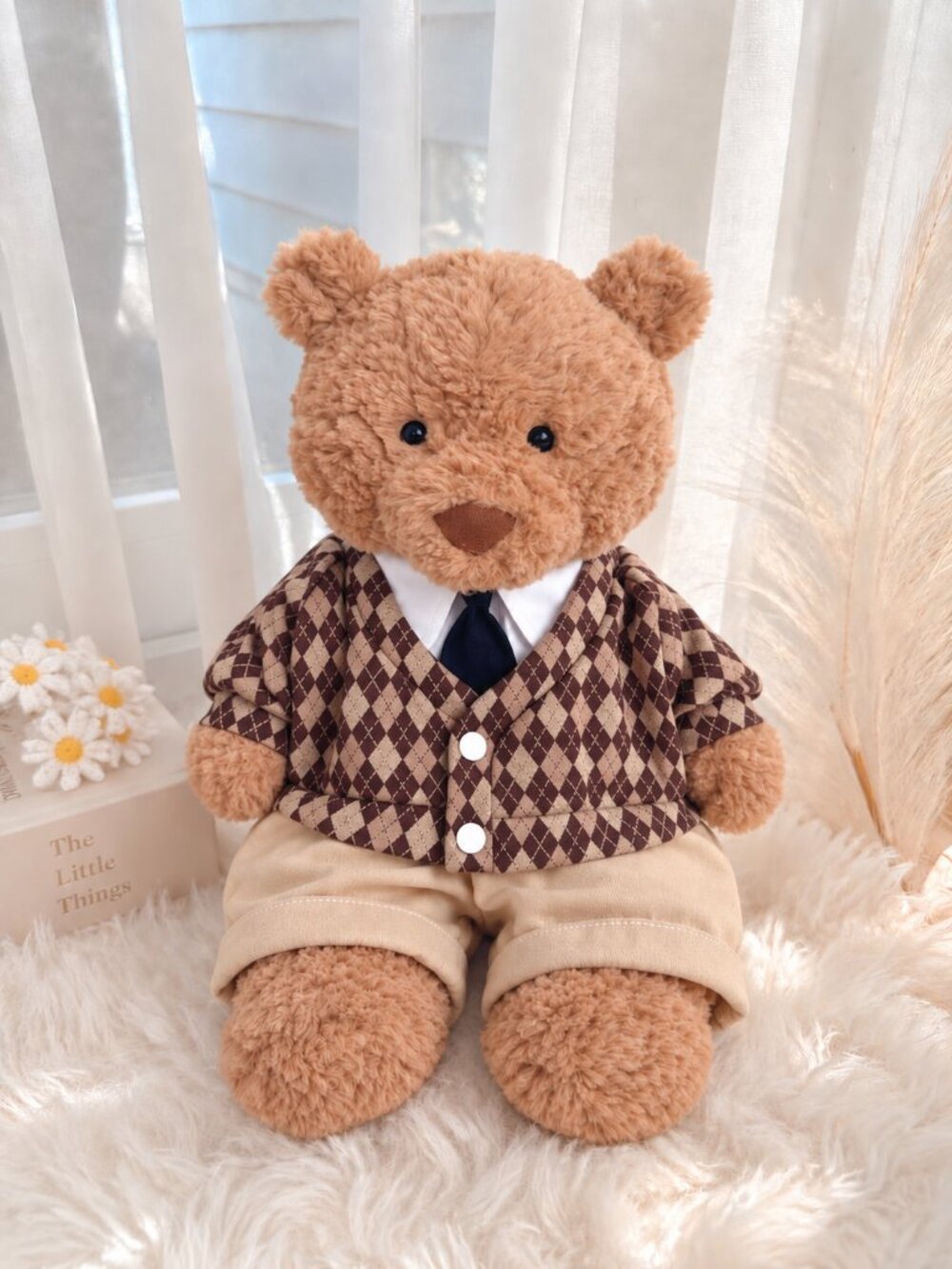 Large Bartholomew Bear Clothes - Brown Plaid Outfit
